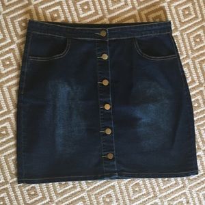 Dark wash denim high waist skirt